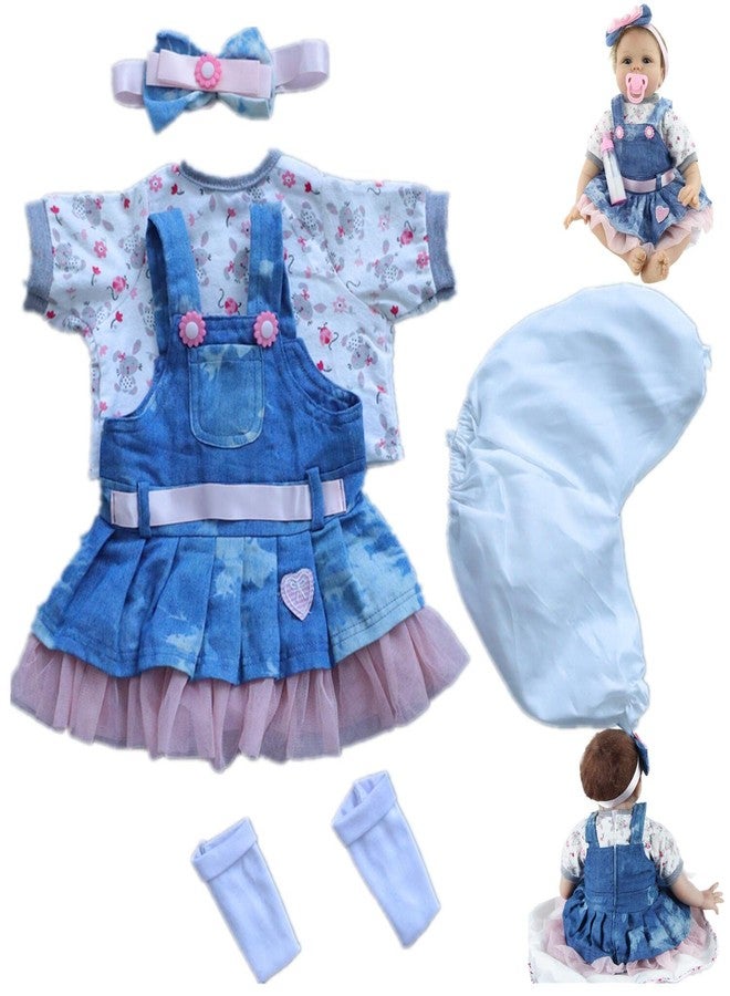 MAIHAO Reborn Baby Doll Clothes for 17-22 Inch Newborn Girl, Outfit Accessories With Denim Skirt 5pcs Set - Image 1